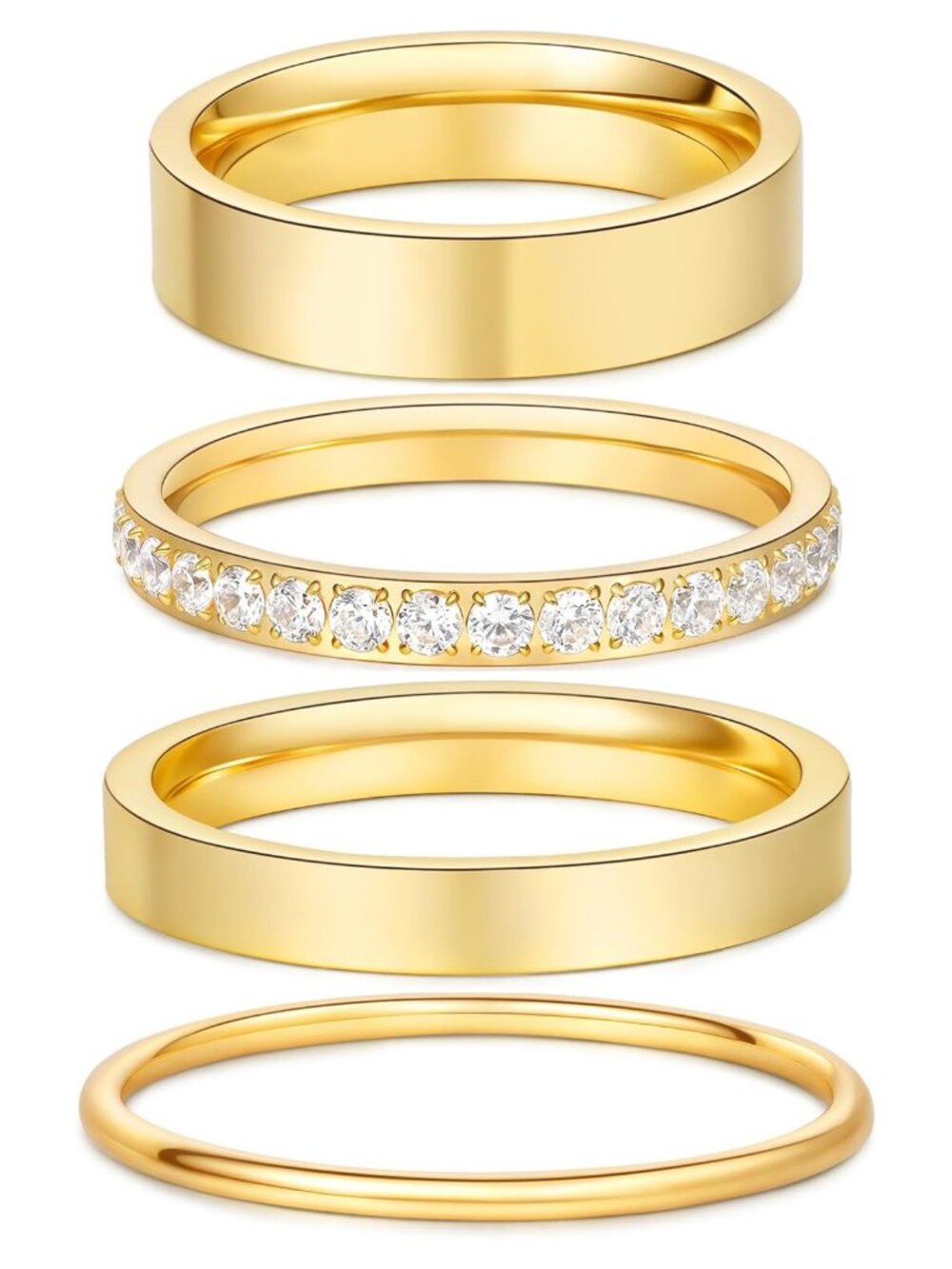 14k Gold Filled Rings for Women Non Tarnish Wedding Bands Stacking Ring Set
